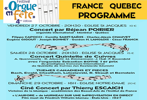 FESTIVAL « ORGUE EN FÊTE » 4ème ÉDITION 27, 28, 29 Octobre 2017