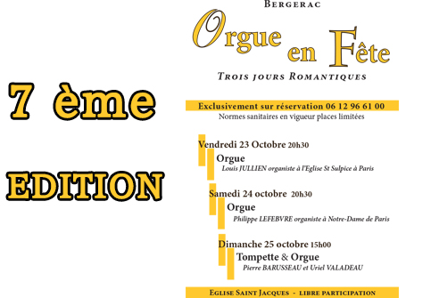 FESTIVAL « ORGUE EN FÊTE » 7ème Edition 23, 24, 25 Octobre 2020